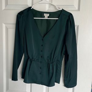 Jcrew forest green blouse size 2 worn once